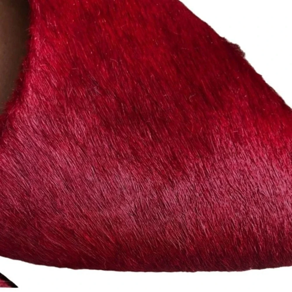 Dee Ocleppo Deesigns‎ Red Pony Hair Pointed Toe Wedge Pumps Elegant Shoes 7.5